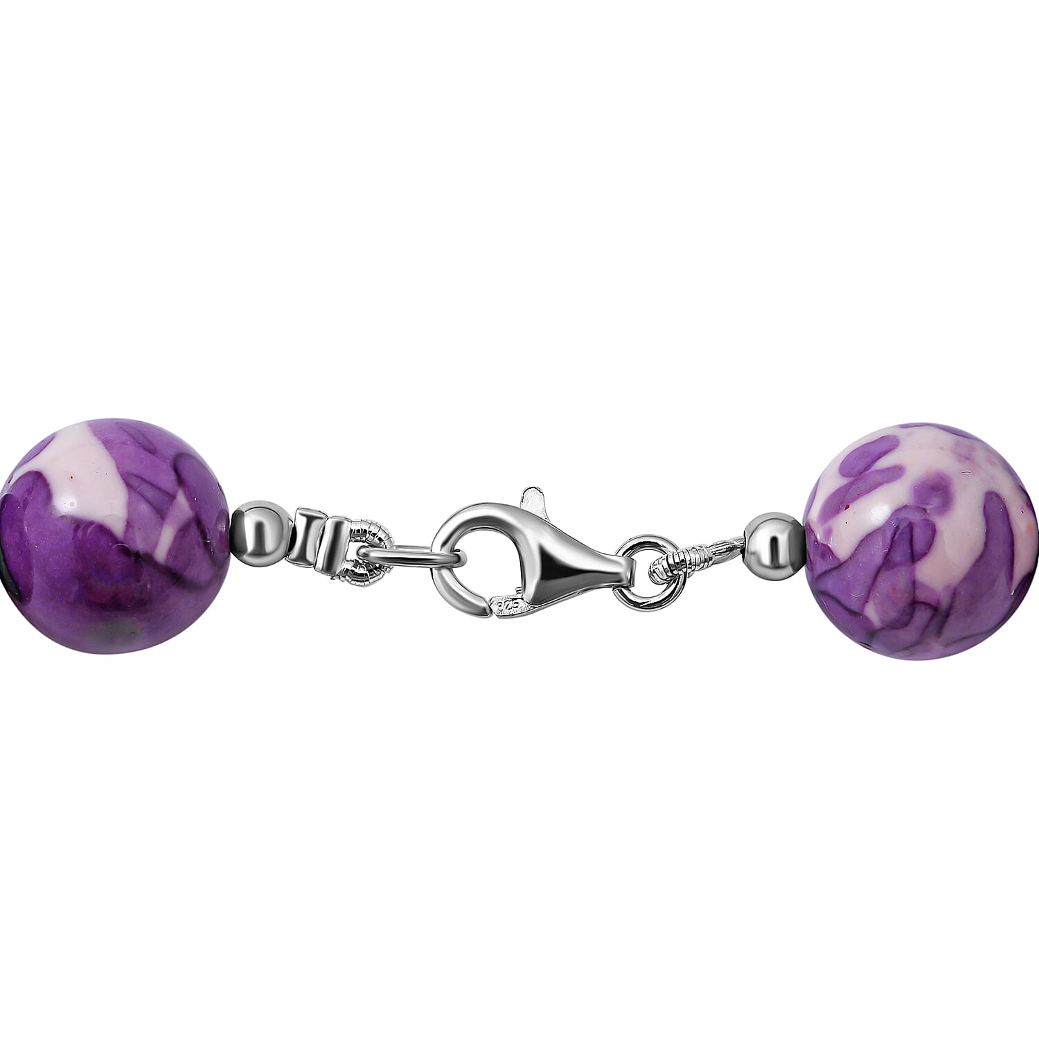 Variscite Beads Necklace (Size - 20) in Rhodium Overlay Sterling Silver 300 Ct.