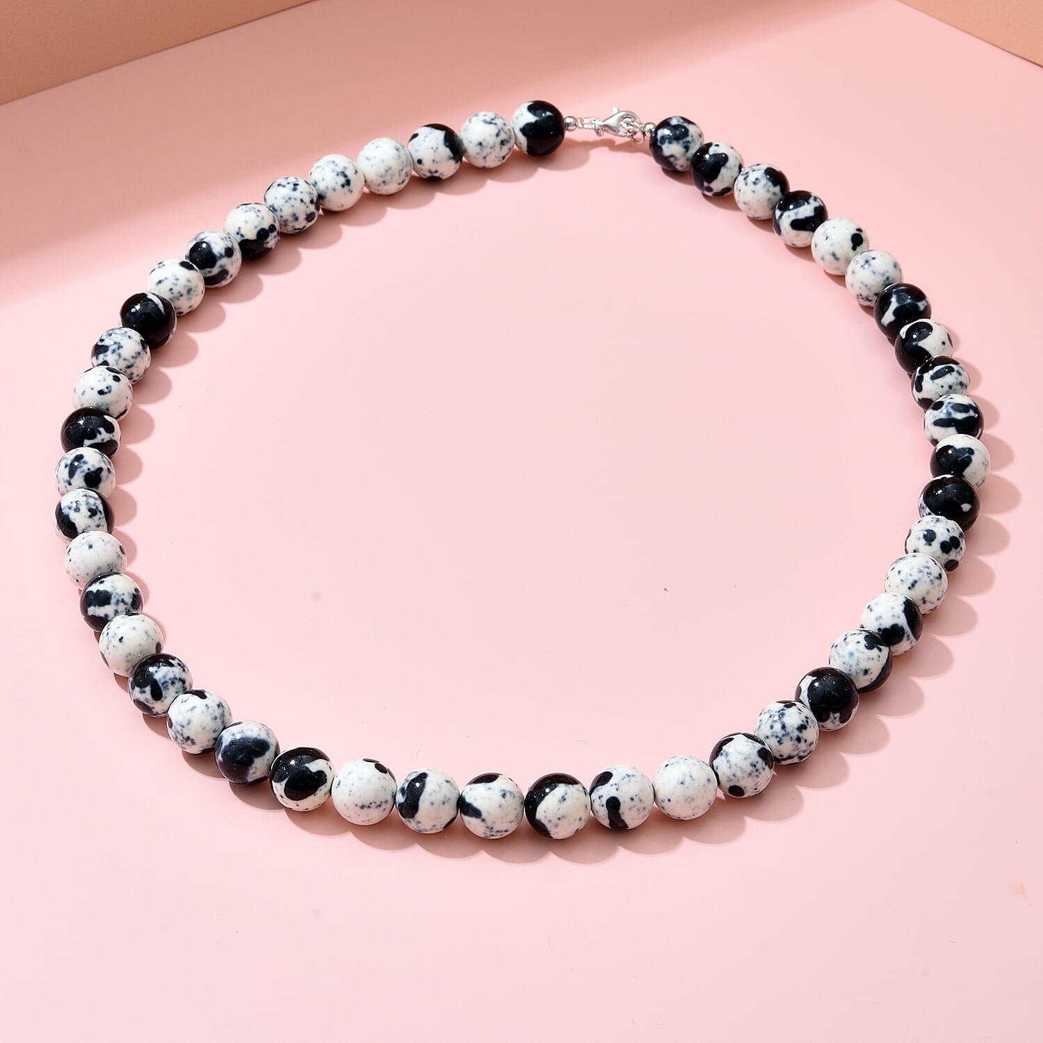 Multi Jasper Beads Necklace (Size - 20) in Rhodium Overlay Sterling Silver 300.00 Ct.