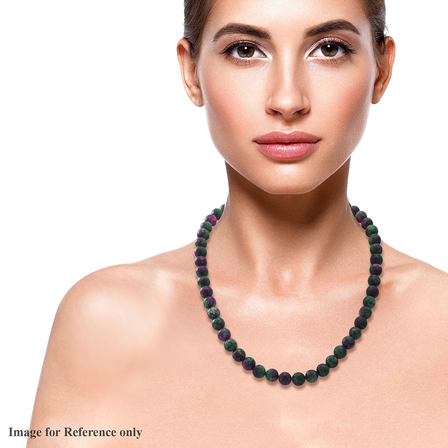 Natural Ruby Zoisite Beads Necklace (Size - 20) With Lobster Clasp in Sterling Silver 250.00 Ct.