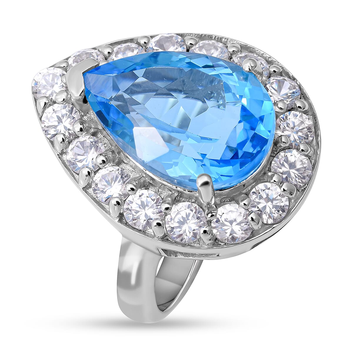 Marambaia Topaz and Natural Zircon Ring in Rhodium Overlay Sterling Silver 9.47 Ct, Silver Wt. 7.00 Gms