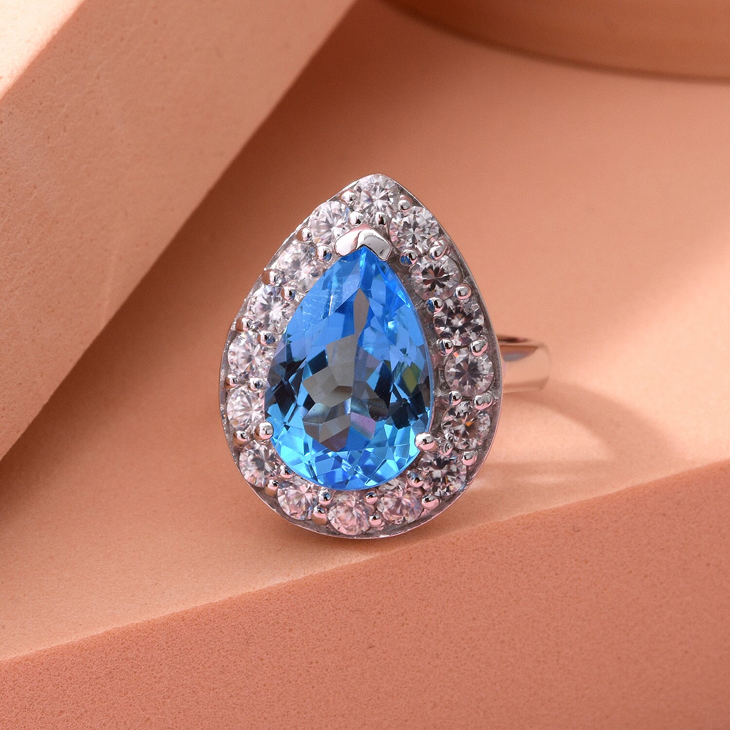 Marambaia Topaz and Natural Zircon Ring in Rhodium Overlay Sterling Silver 9.47 Ct, Silver Wt. 7.00 Gms