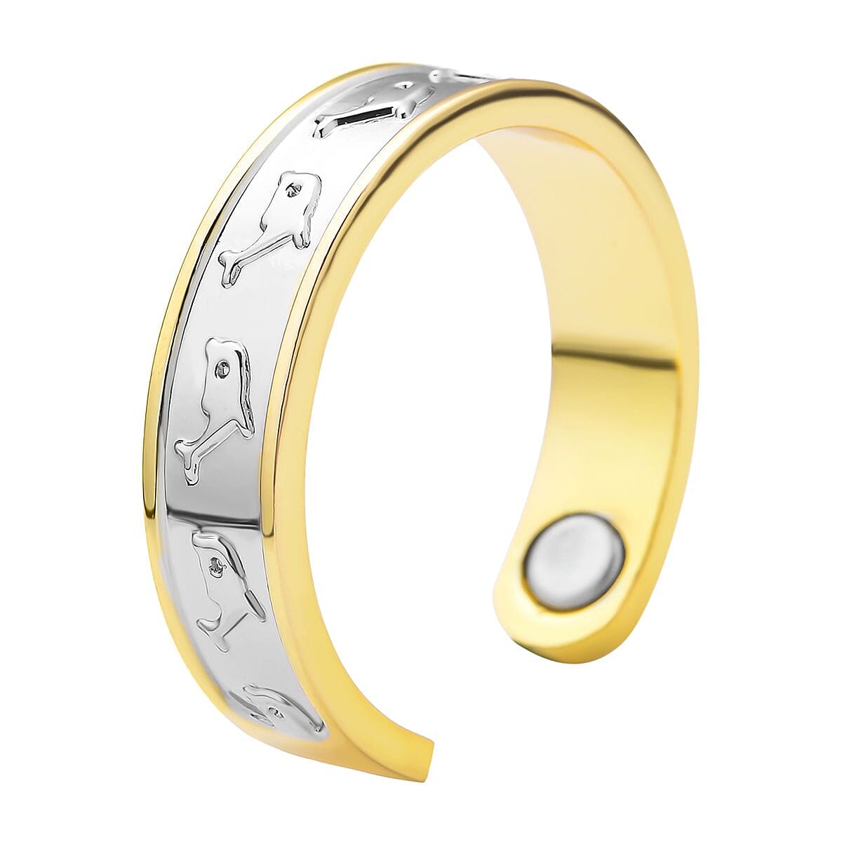 Magnetic Ring (Size N-R) Adjustable in Yellow and White Gold Tone