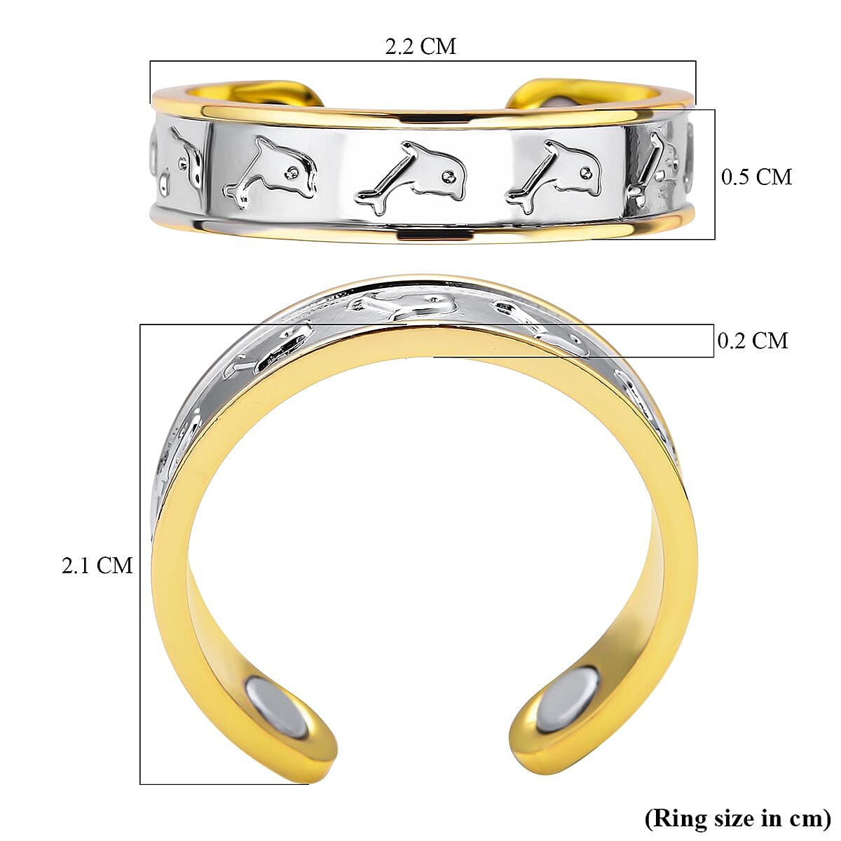 Magnetic Ring (Size N-R) Adjustable in Yellow and White Gold Tone