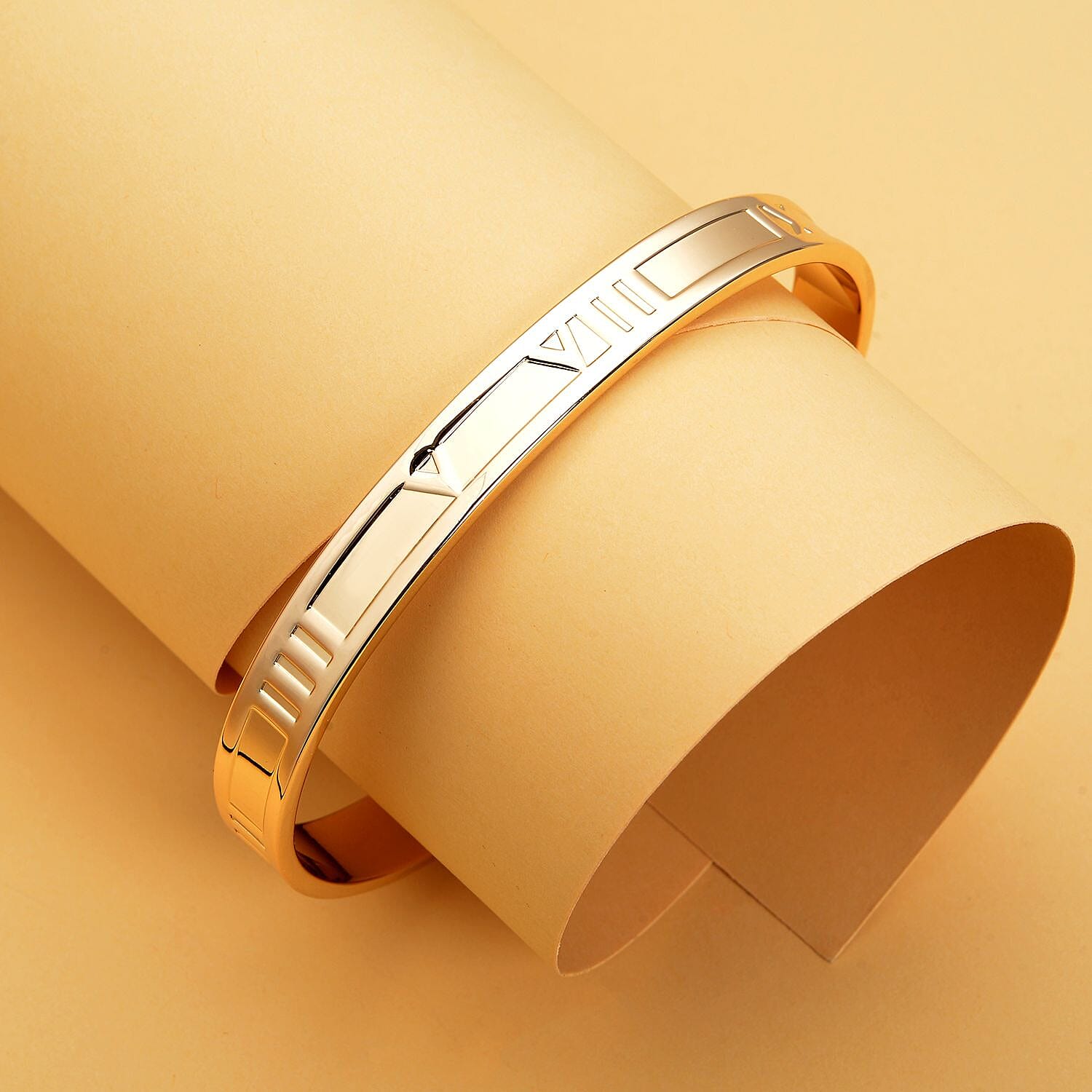 Magnetic Numeric Bangle (Size-7.25) in Yellow Gold Tone
