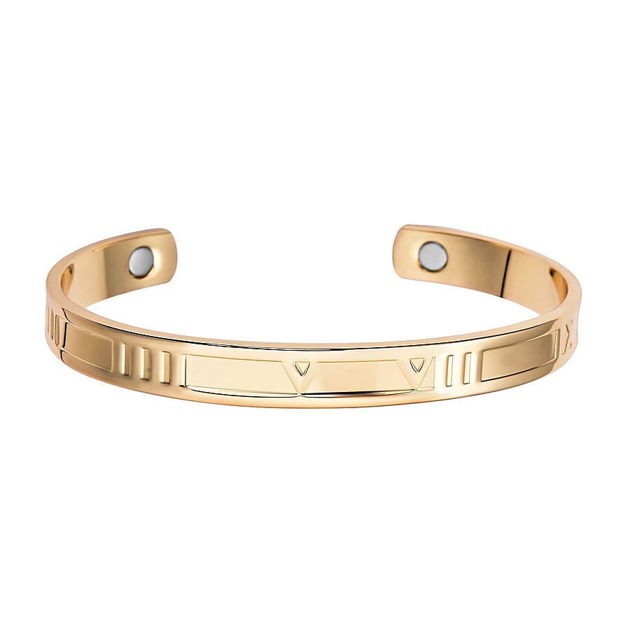 Magnetic Numeric Bangle (Size-7.25) in Yellow Gold Tone