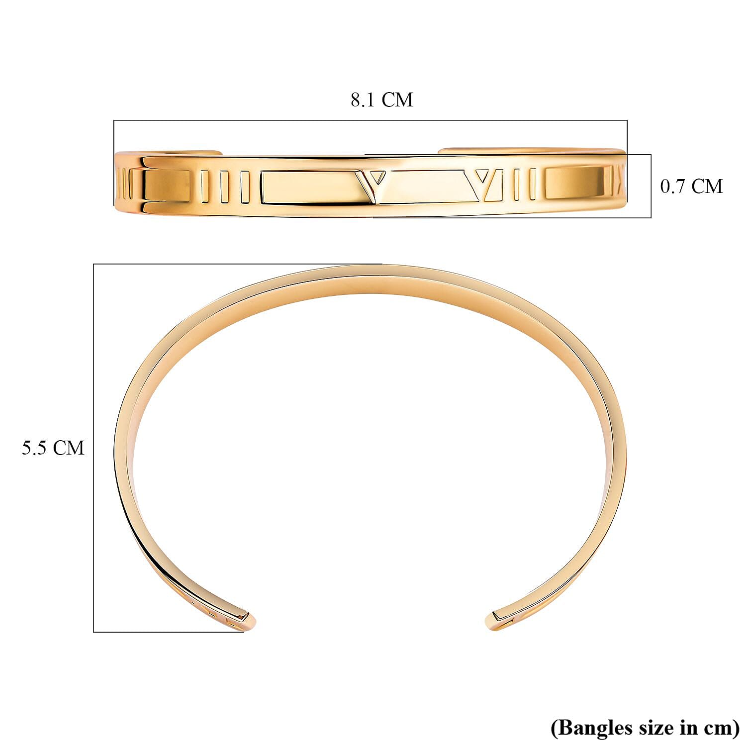 Magnetic Numeric Bangle (Size-7.25) in Yellow Gold Tone