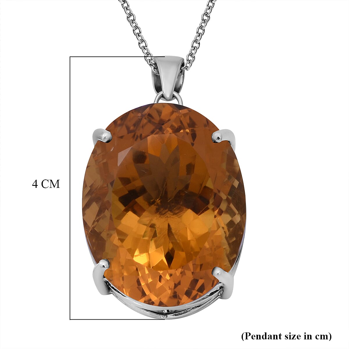 Citrine Pendant (With Chain Size 24) in Platinum Overlay Sterling Silver 47.00 Ct.