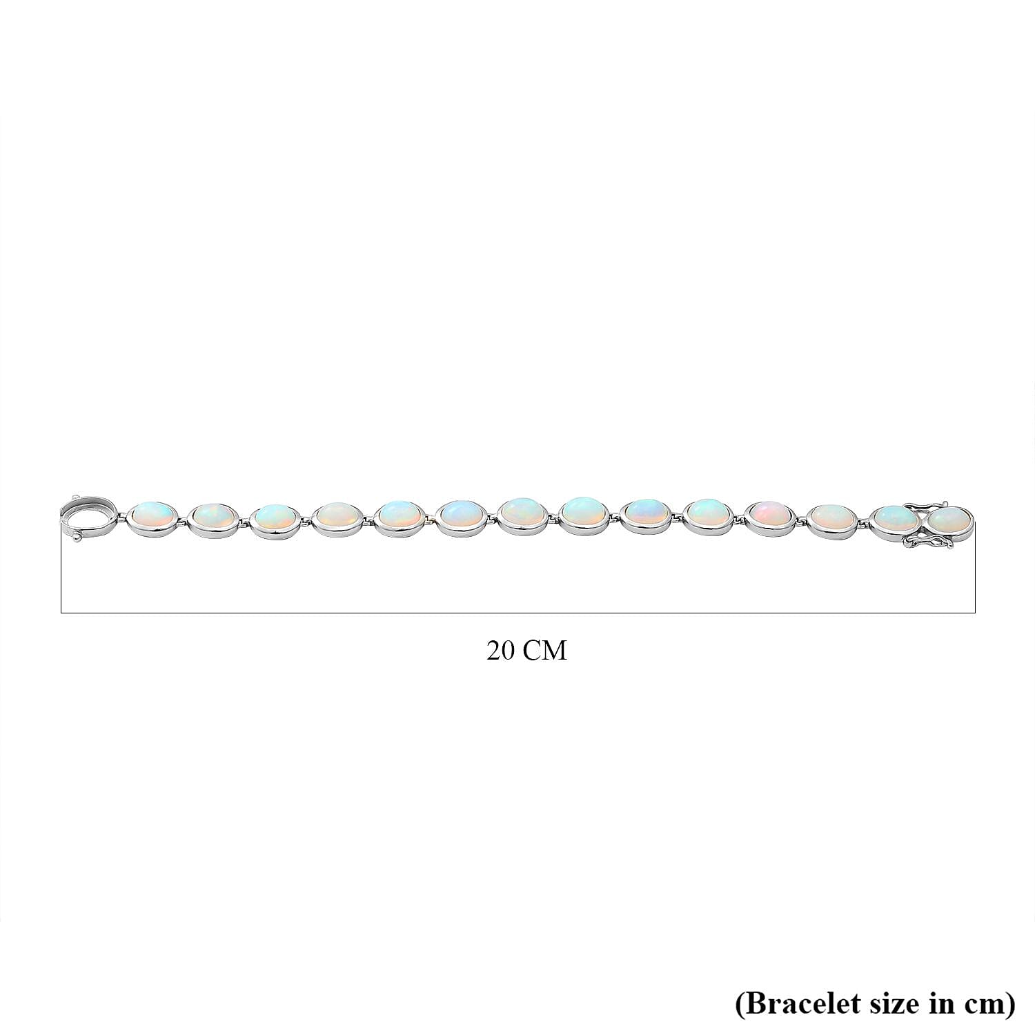 Ethiopian Welo Opal Link Bracelet (Size - 7.0) in Platinum Overlay Sterling Silver 16.38 Ct, Silver Wt. 11.70 Gms