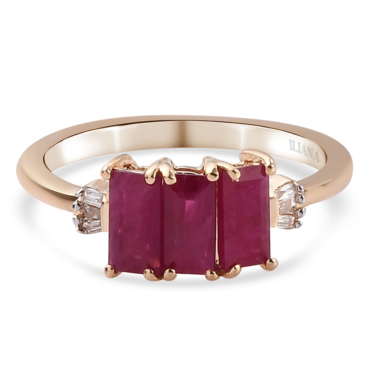 ILIANA 18K Yellow Gold AAA Ruby and Diamond (SI-G-H) Ring 1.54 Ct.