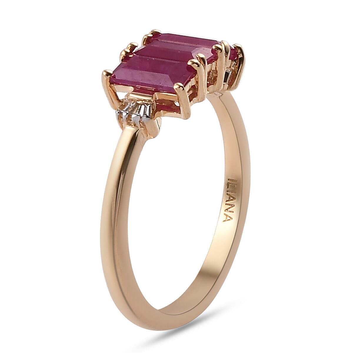 ILIANA 18K Yellow Gold AAA Ruby and Diamond (SI-G-H) Ring 1.54 Ct.