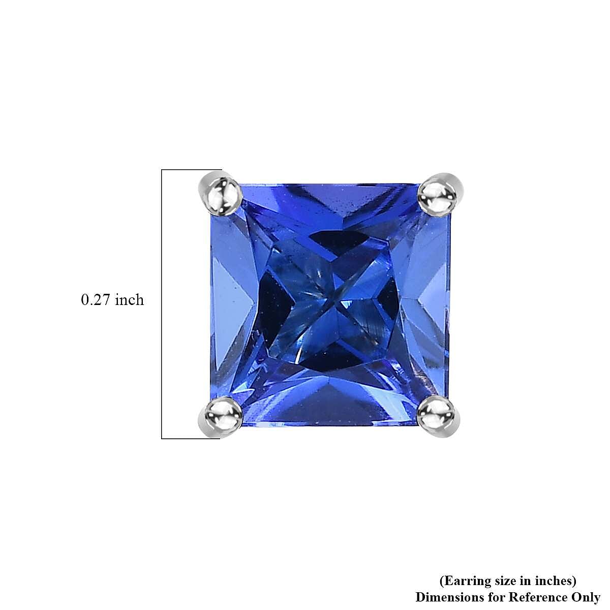 RHAPSODY 950 Platinum AAAA Tanzanite Princess Cut Solitaire Earrings with Screw Back 2.92 Ct.