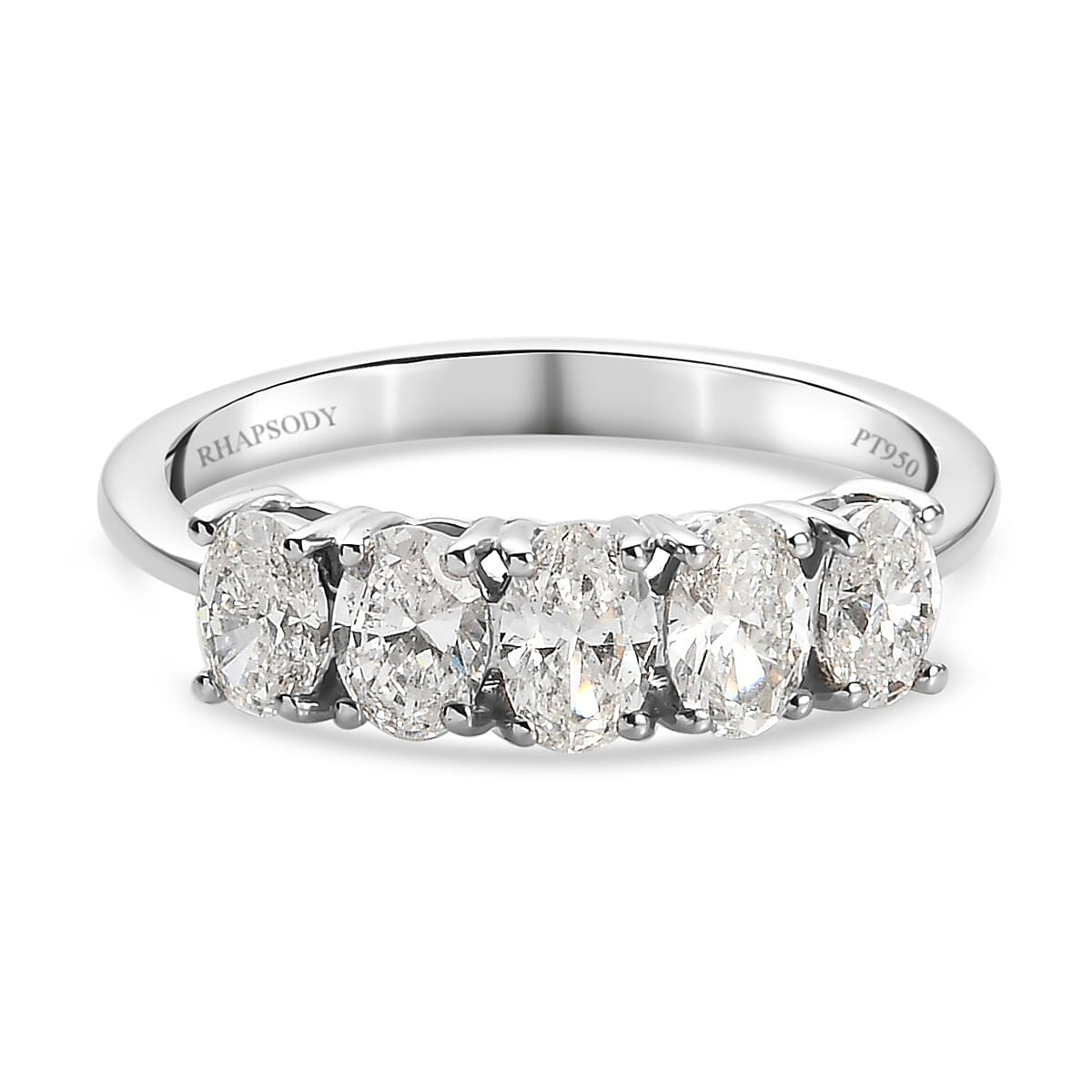 RHAPSODY 950 Platinum IGI Certified Diamond (VS/E-F) 5 Stone Ring 1.00 Ct.