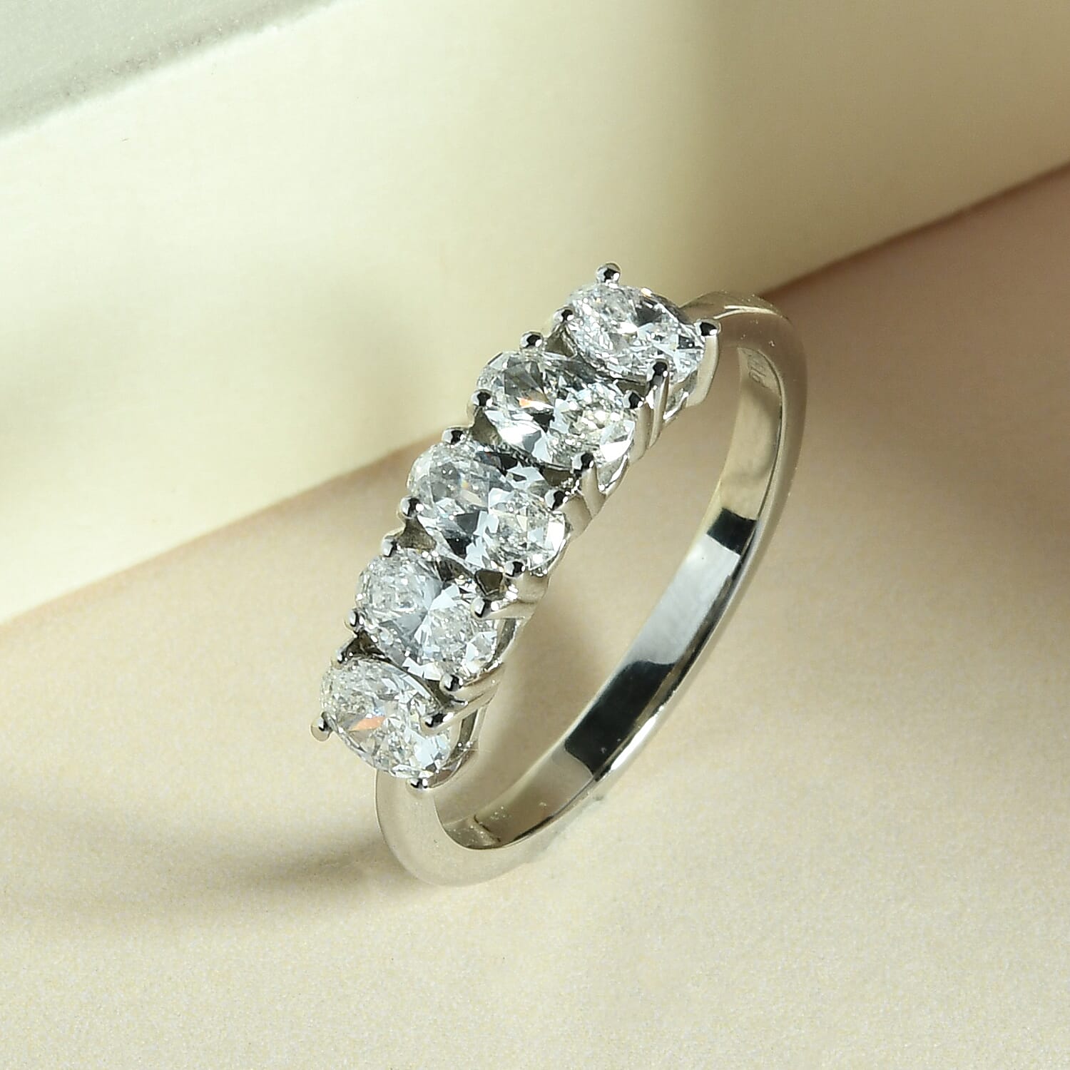 RHAPSODY 950 Platinum IGI Certified Diamond (VS/E-F) 5 Stone Ring 1.00 Ct.