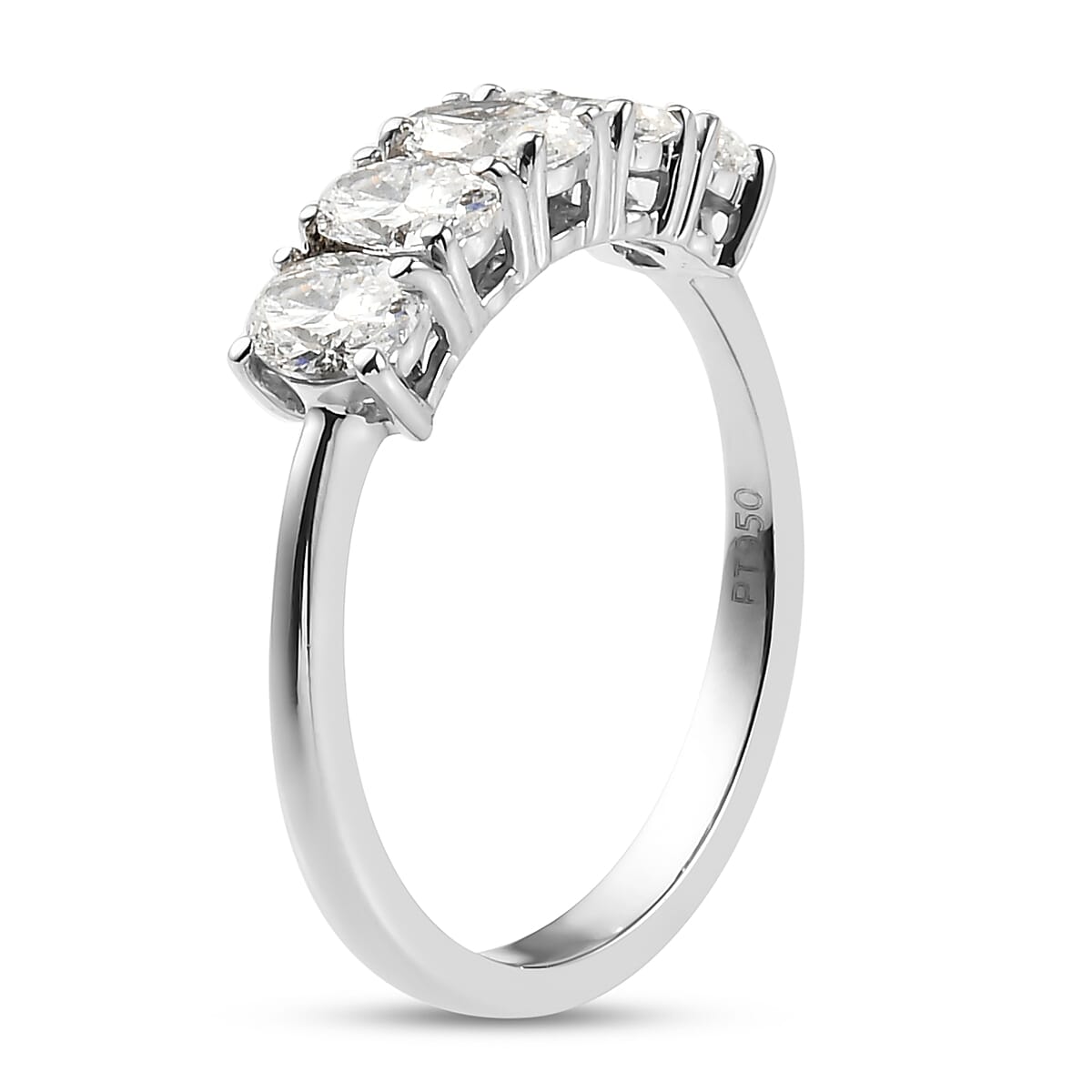 RHAPSODY 950 Platinum IGI Certified Diamond (VS/E-F) 5 Stone Ring 1.00 Ct.