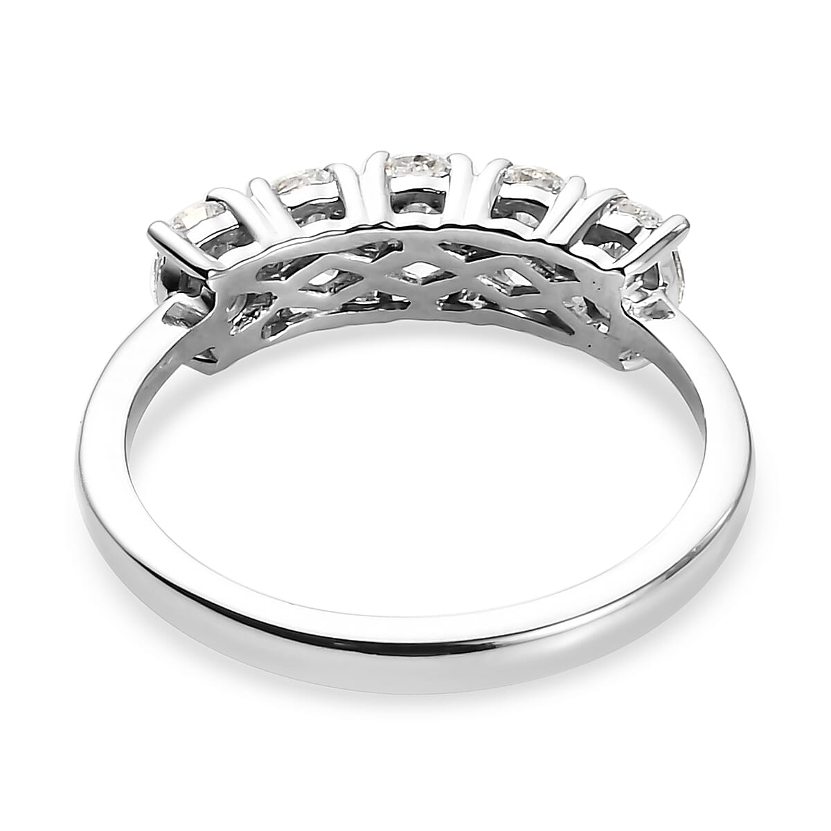 RHAPSODY 950 Platinum IGI Certified Diamond (VS/E-F) 5 Stone Ring 1.00 Ct.