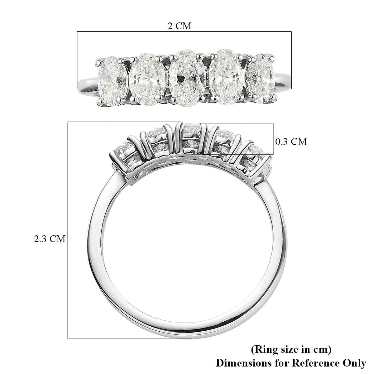 RHAPSODY 950 Platinum IGI Certified Diamond (VS/E-F) 5 Stone Ring 1.00 Ct.