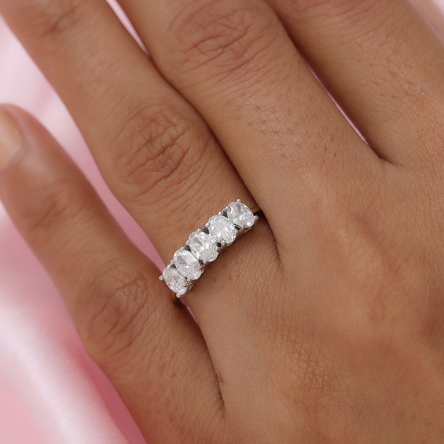 RHAPSODY 950 Platinum IGI Certified Diamond (VS/E-F) 5 Stone Ring 1.00 Ct.