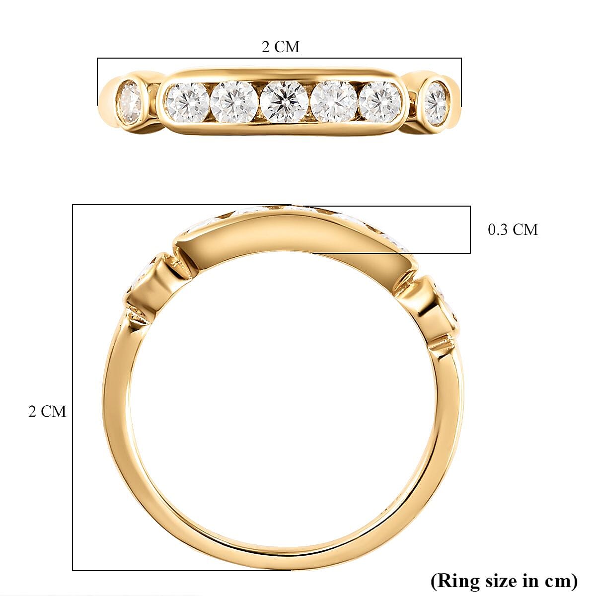 Moissanite Half Eternity Ring in Sterling Silver.