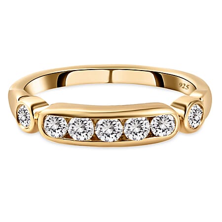 Moissanite 7-Stone Ring in Sterling Silver with 18K Vermeil Yellow Gold Moissanite 7-Stone Ring in Sterling Silver with 18K Vermeil Yellow Gold