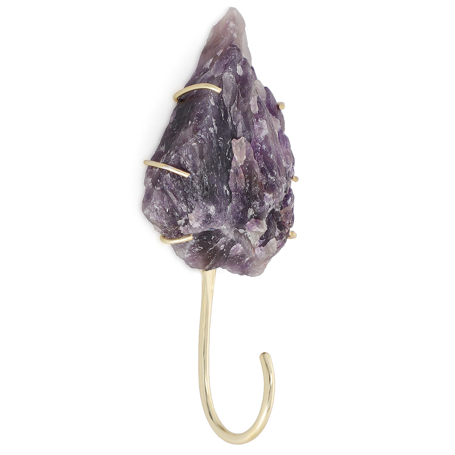 Set of 2 - Decorative Raw Zeolite and Amethyst Hooks
