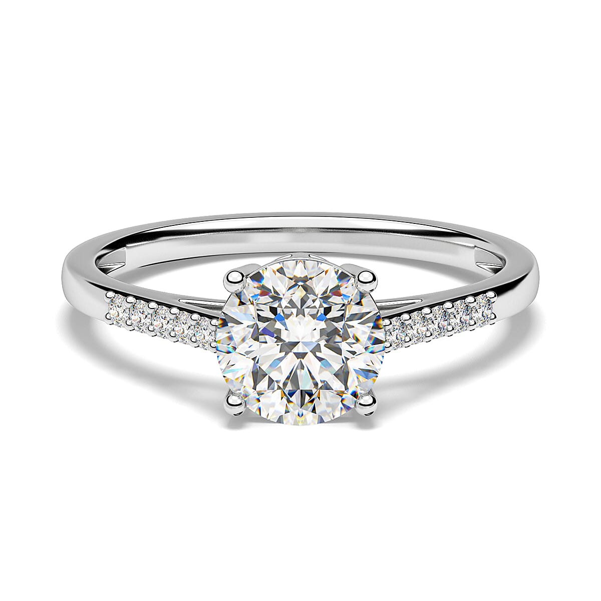 9K White Gold Moissanite Ring 1.68 Ct.