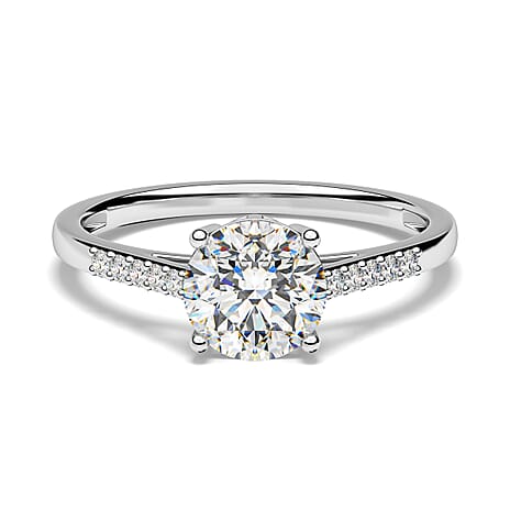 9K White Gold Moissanite Ring 1.68 Ct.