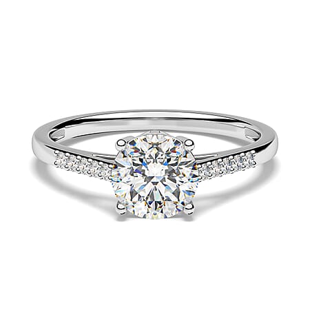 9K White Gold Moissanite Ring 1.68 Ct., Gold Wt. 1.77 Gms 9K White Gold Moissanite Ring 1.68 Ct., Gold Wt. 1.77 Gms