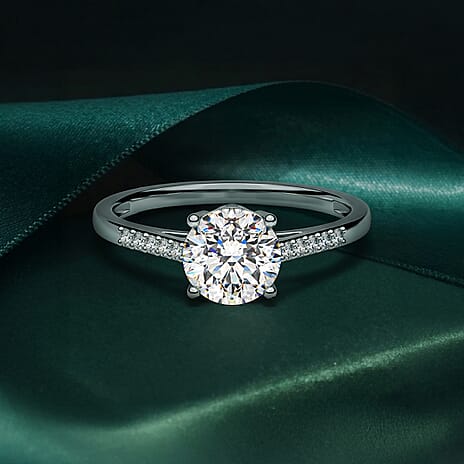 Royal Bali Collection - 9K White Gold Moissanite Solitaire Ring 1.63 Ct.