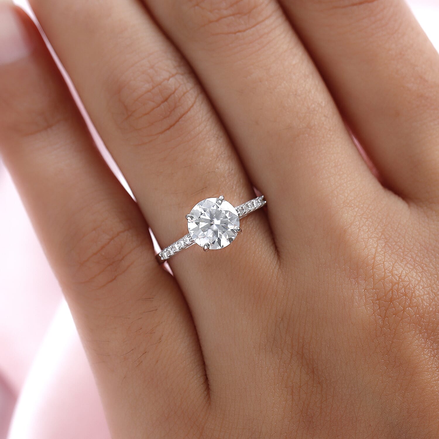9K White Gold Moissanite Ring 1.68 Ct.