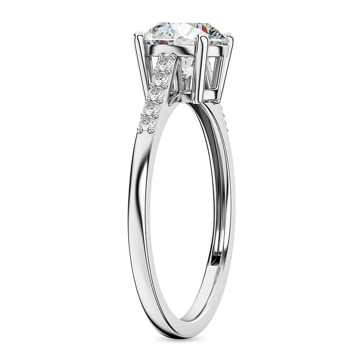 9K White Gold Moissanite Ring 1.68 Ct.