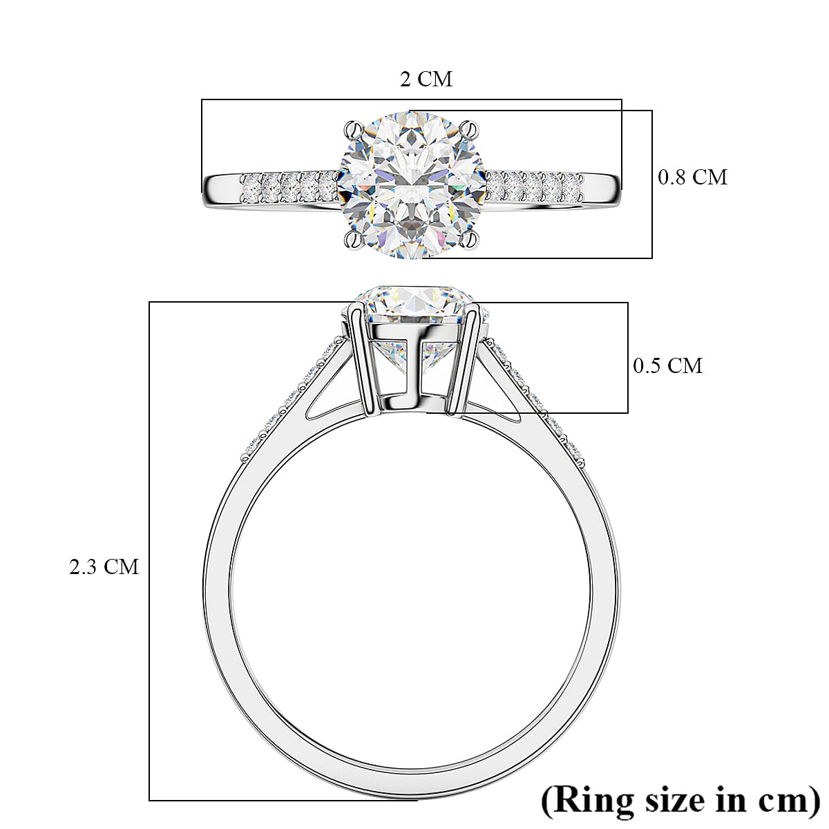 9K White Gold Moissanite Ring 1.68 Ct.