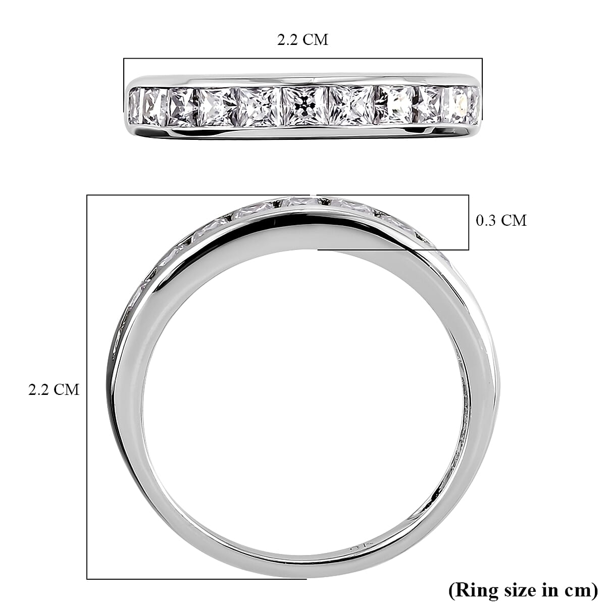 9K White Gold Moissanite Half Eternity Ring 1.01 Ct.