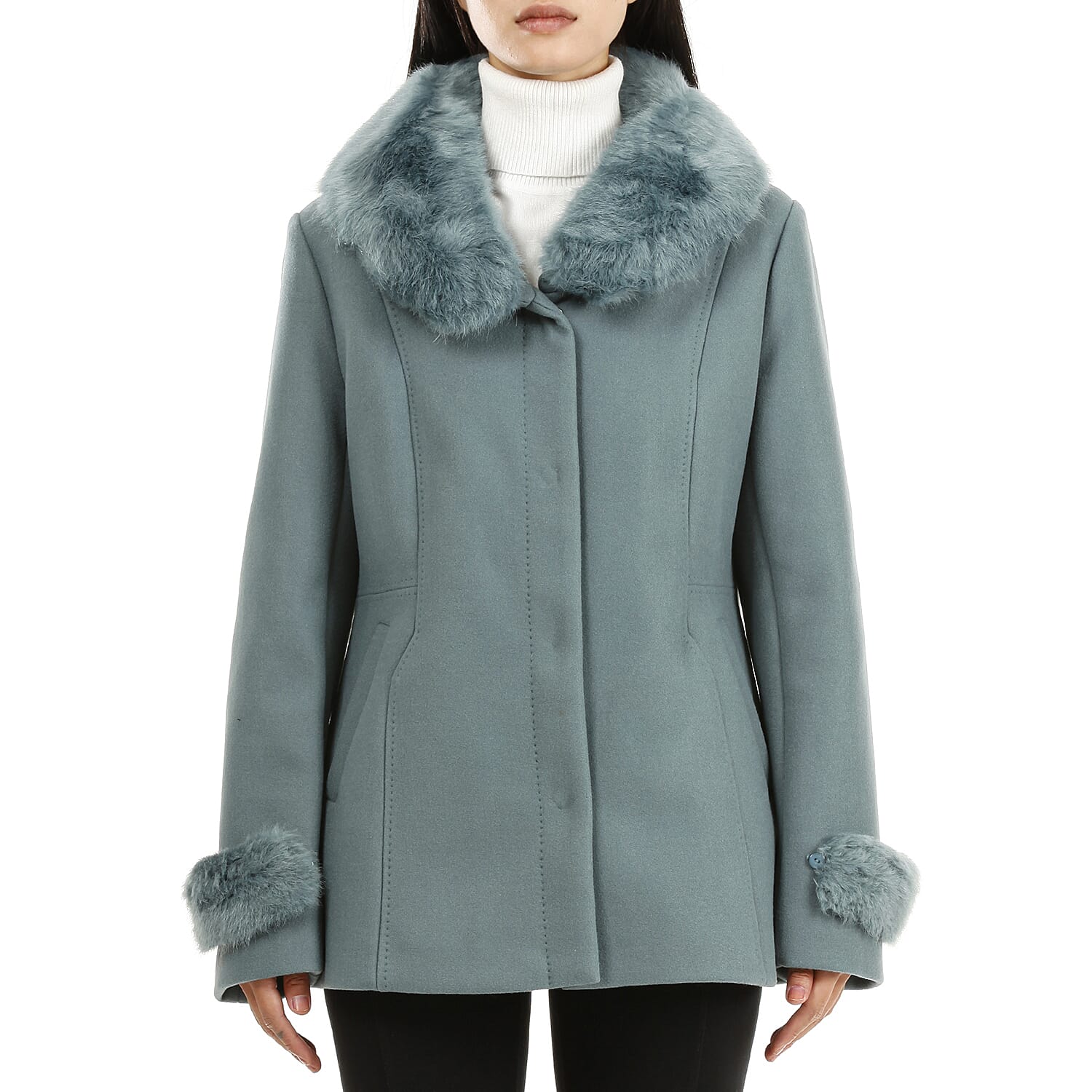 19V69 ITALIA by Alessandro Versace Faux Fur Jacket (Size L) - Teal