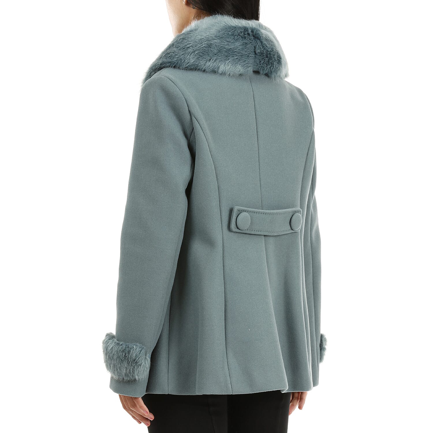 19V69 ITALIA by Alessandro Versace Faux Fur Jacket (Size L) - Teal