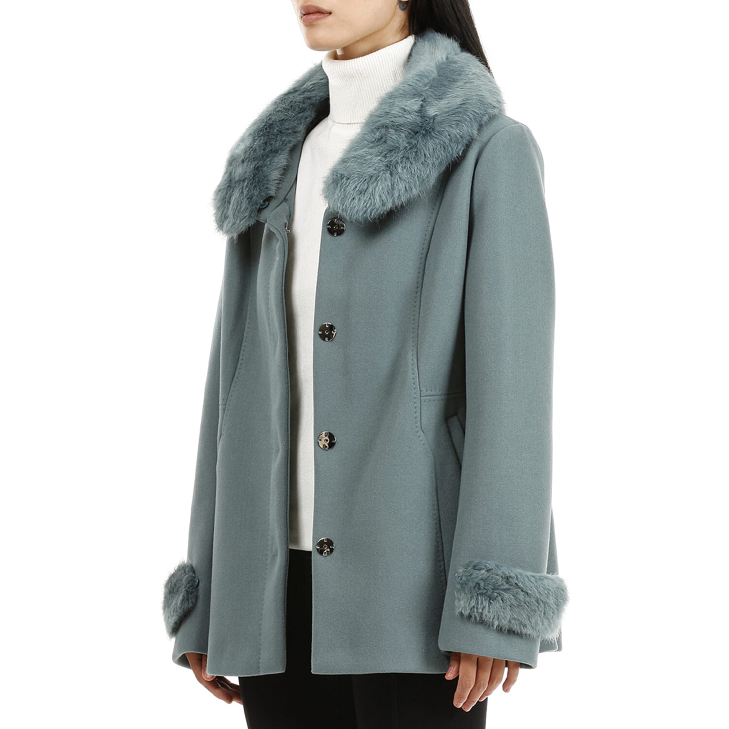 19V69 ITALIA by Alessandro Versace Faux Fur Jacket (Size L) - Teal