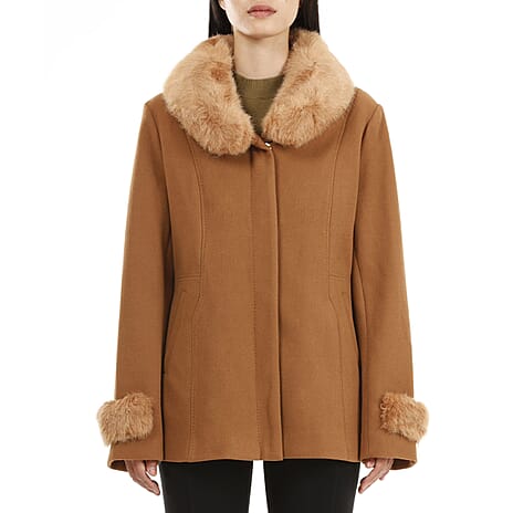 19V69 ITALIA by Alessandro Versace Faux Fur Jacket (Size L) - Camel