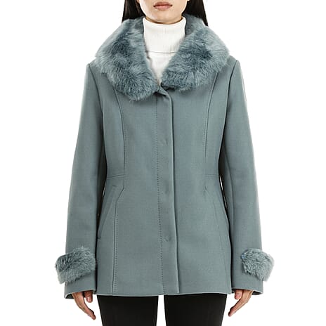 19V69 ITALIA by Alessandro Versace Faux Fur Jacket (Size M) - Teal