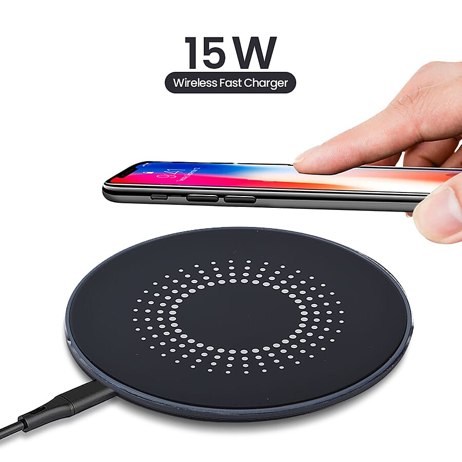 15W Wireless Fast Charging Pad - Black