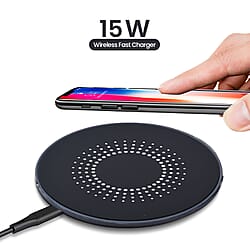 15W Wireless Fast Charging Pad - Black