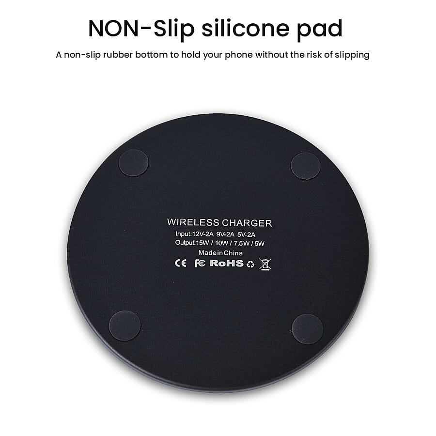 15W Wireless Fast Charging Pad - Black