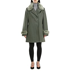 19V69 ITALIA by Alessandro Versace Faux Fur Cuff & Neck Jacket - Black