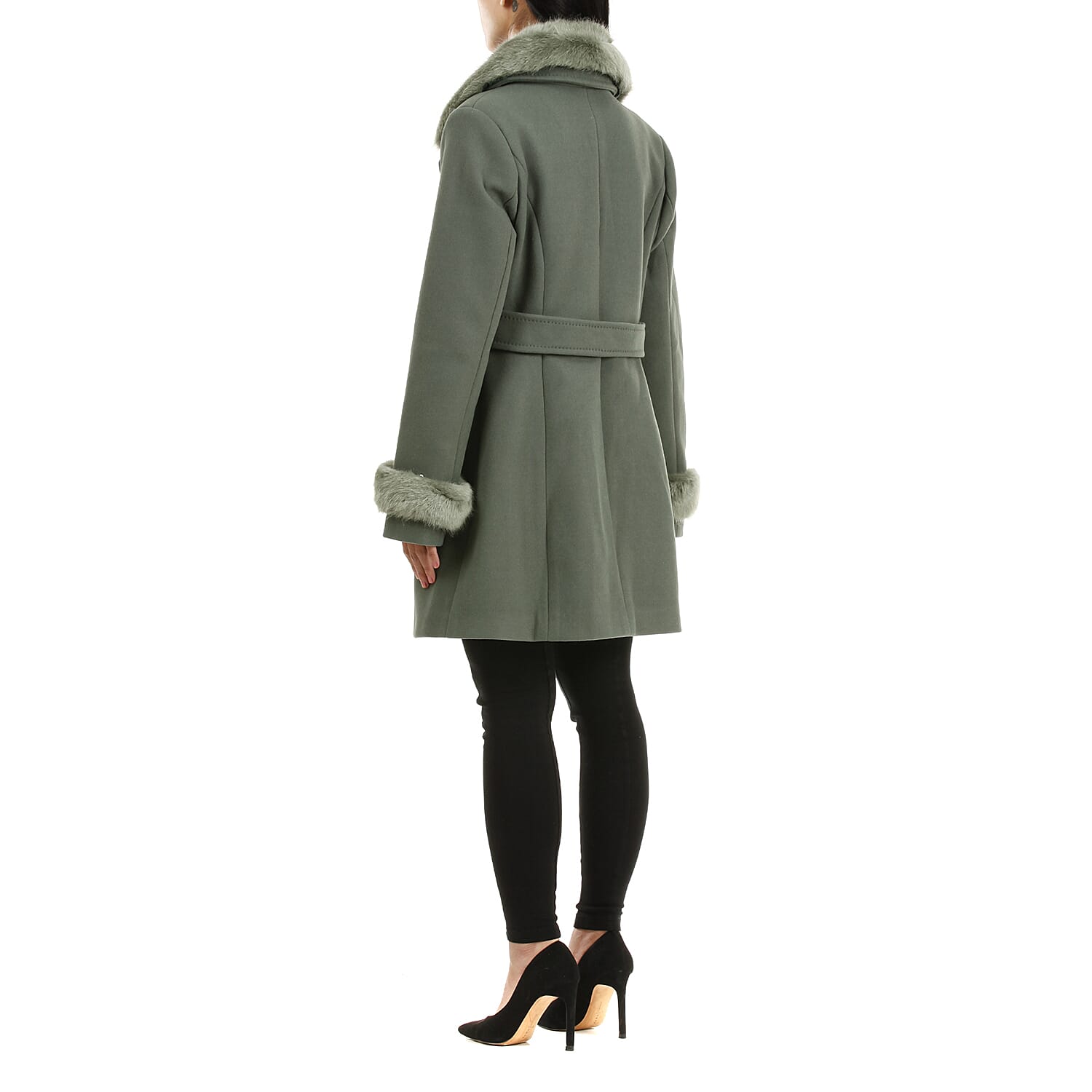 19V69 ITALIA by Alessandro Versace Faux Fur Cuff & Neck Coat