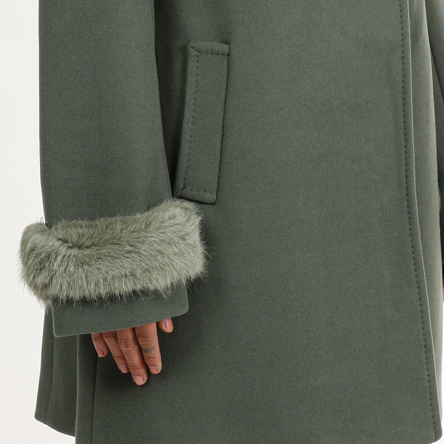 19V69 ITALIA by Alessandro Versace Faux Fur Cuff & Neck Coat