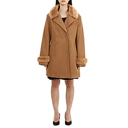 19V69 ITALIA by Alessandro Versace Faux Fur Cuff & Neck Jacket - Black