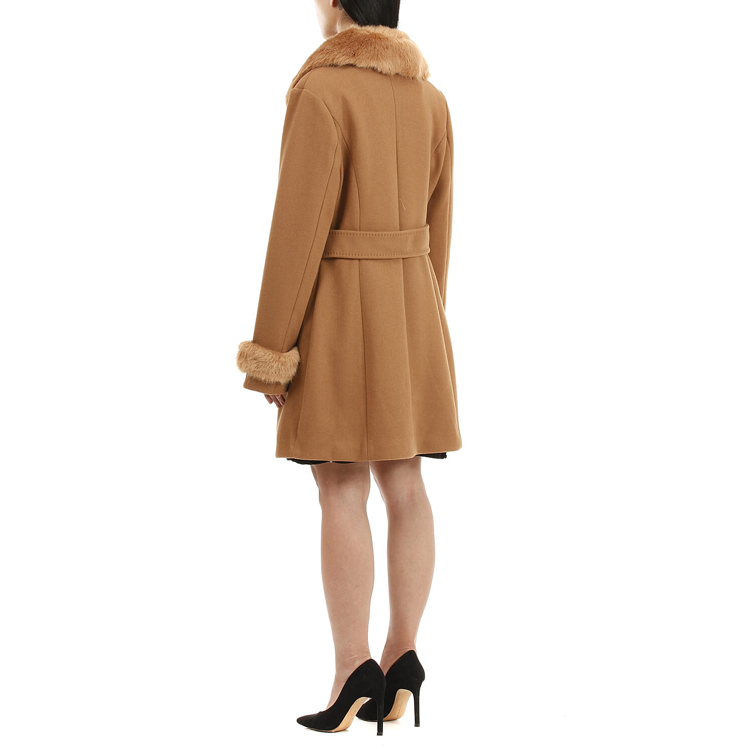 19V69 ITALIA by Alessandro Versace Faux Fur Cuff & Neck Coat