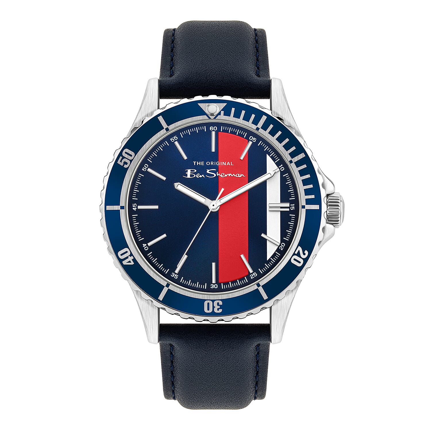 BEN SHERMAN Multi Colour Dial 3 ATM Water Resistant Watch with Navy Leather Strap