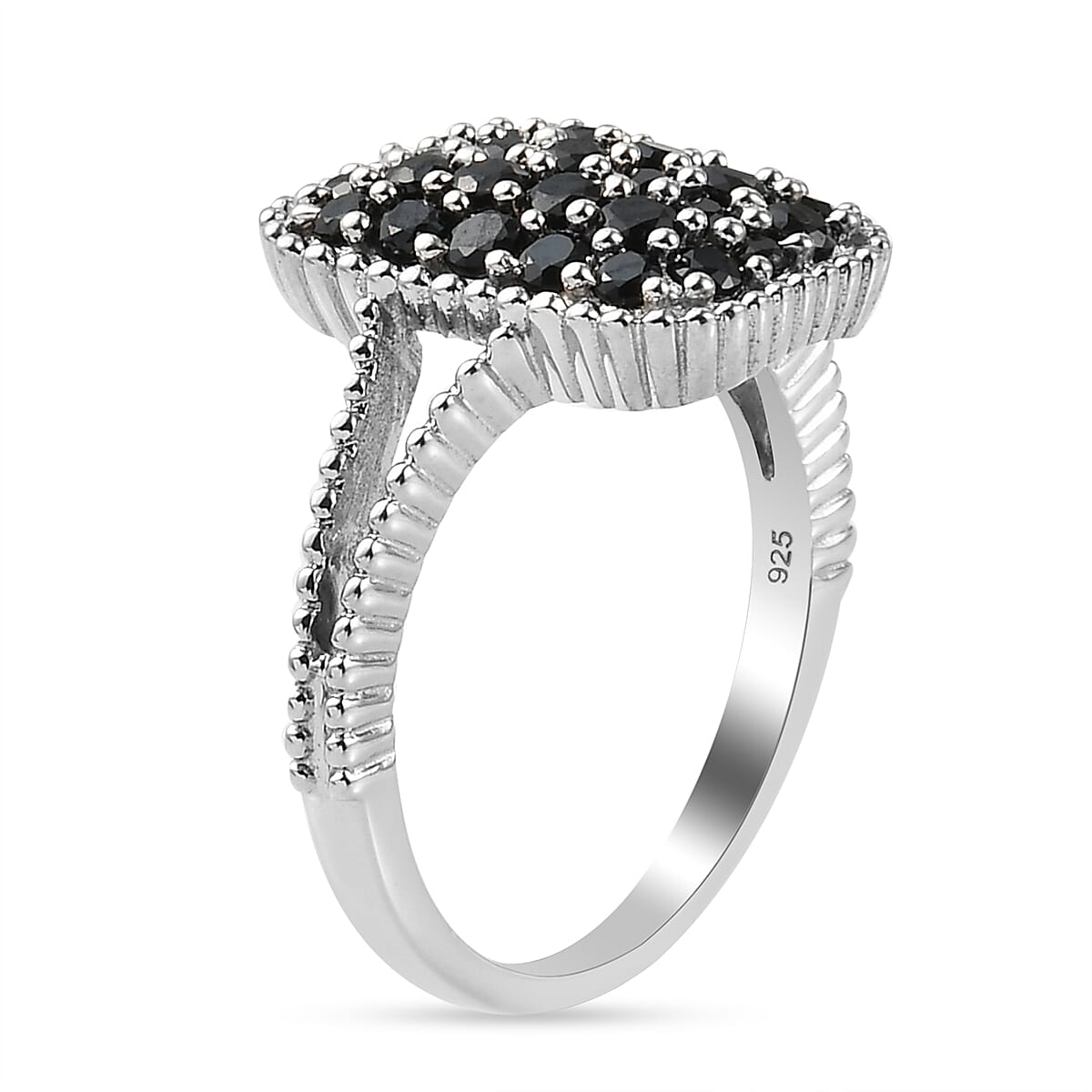 Boi Ploi Black Spinel Cluster Ring in Sterling Silver 1.06 Ct.