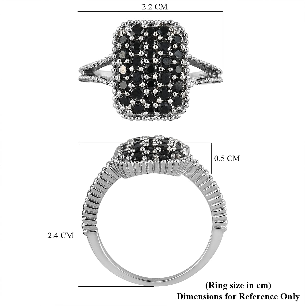 Boi Ploi Black Spinel Cluster Ring in Sterling Silver 1.06 Ct.