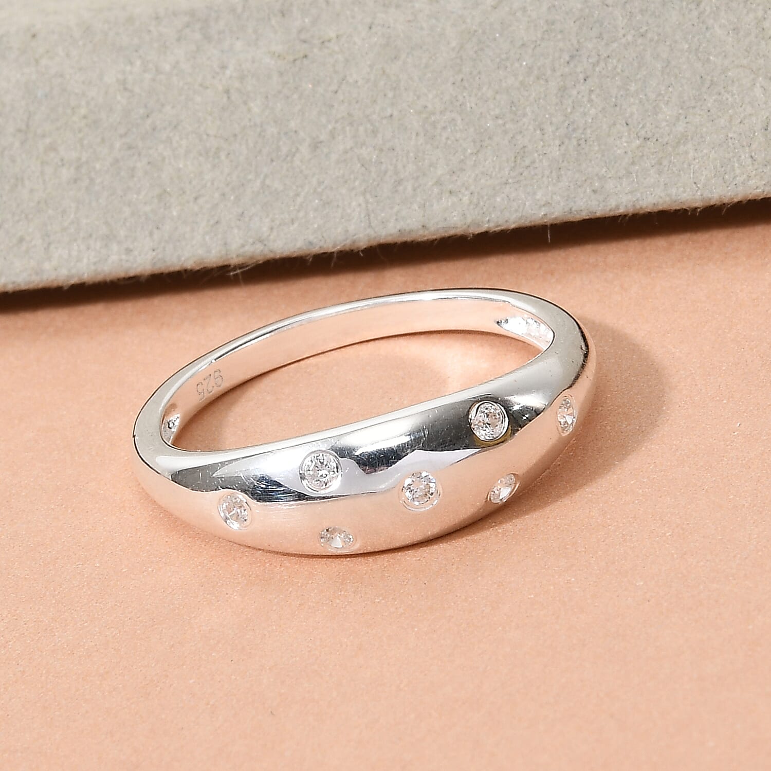 Lustro Stella Sterling Silver Pleiades Star Ring Made with Finest CZ