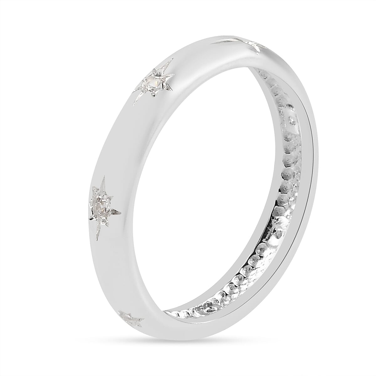 Lustro Stella Sterling Silver Solitaire Band Ring Made with Finest CZ